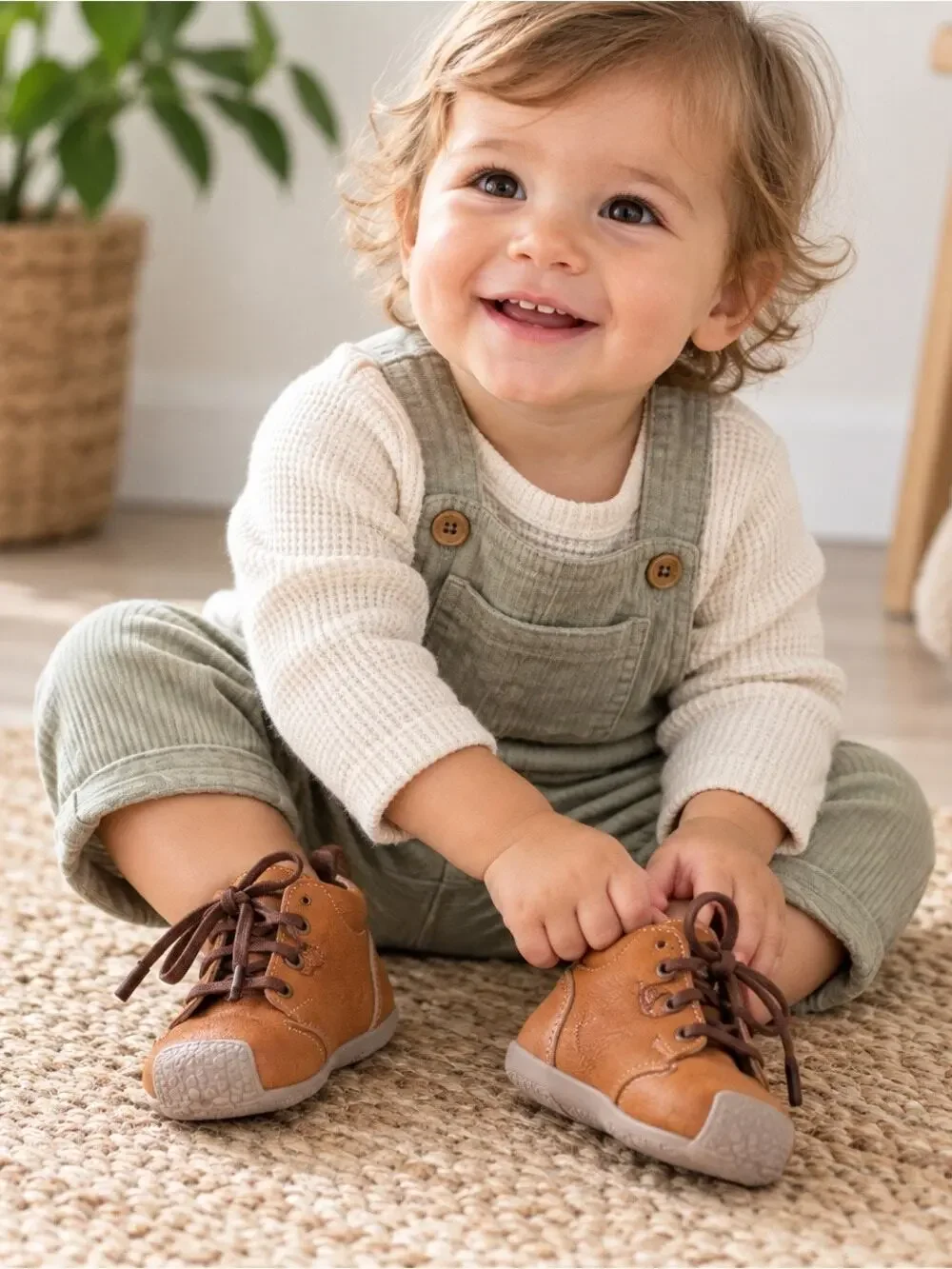 Audaz Brown Leather Baby Walker Shoes In Sz.3